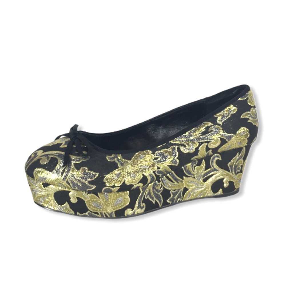 OFFICE LONDON | Brocade Platform Pump Blk/Gld/Slvr